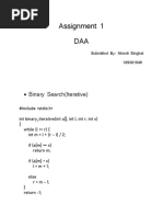 Assignment 1 DAA: - Binary Search (Iterative)