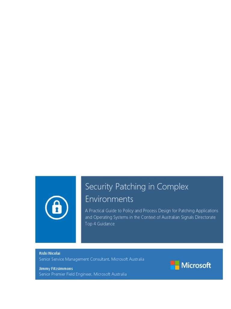 Security Patching in Complex Environments v1.0 | PDF | Vulnerability ...
