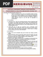 Electrical Equipment Manual & Methodology Transformer Oil Dielectric Breakdown Voltage Test