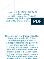 Happy Co. Has Total Equity As Mention Below: in 2017, Happy Has $50,000 Market Cap With $5 Par Value and 6,000 Shares Outstanding