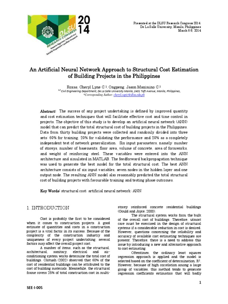 ANN for Structural Cost Estimation | PDF | Regression Analysis ...