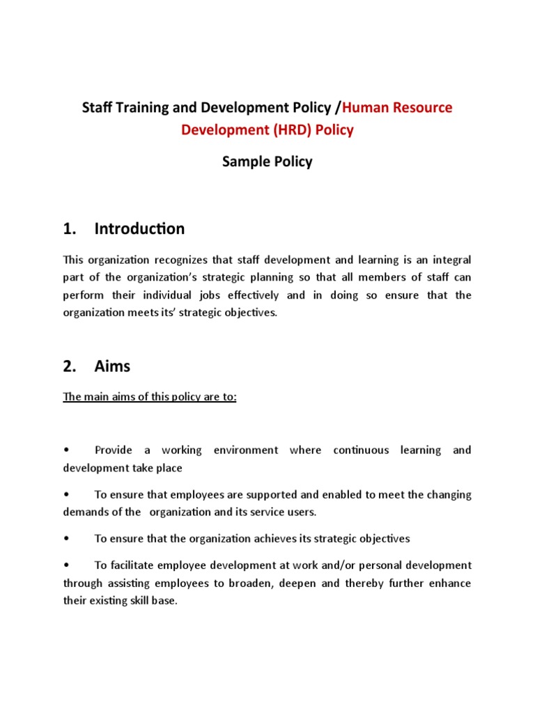 Staff Training and Development Policy | PDF | Employment | Information ...