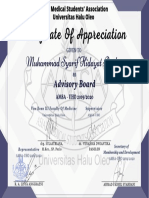 Asian Medical Students' Association Certificate of Appreciation