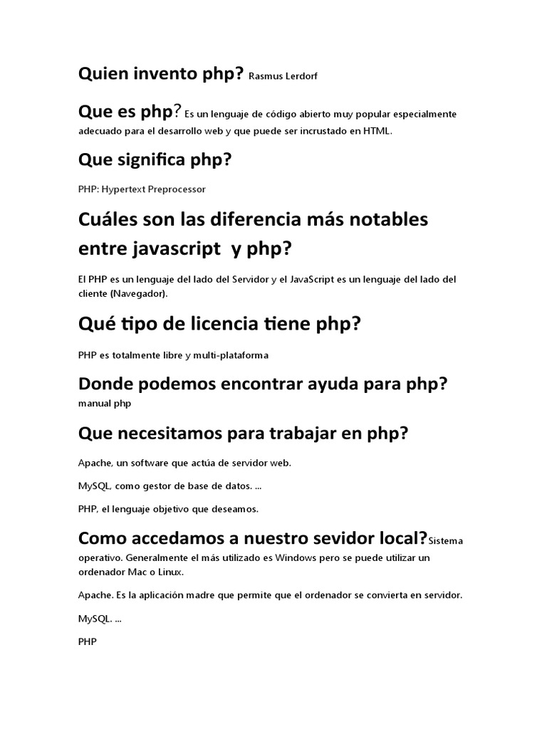 Diferencias clave entre PHP y JavaScript | PDF