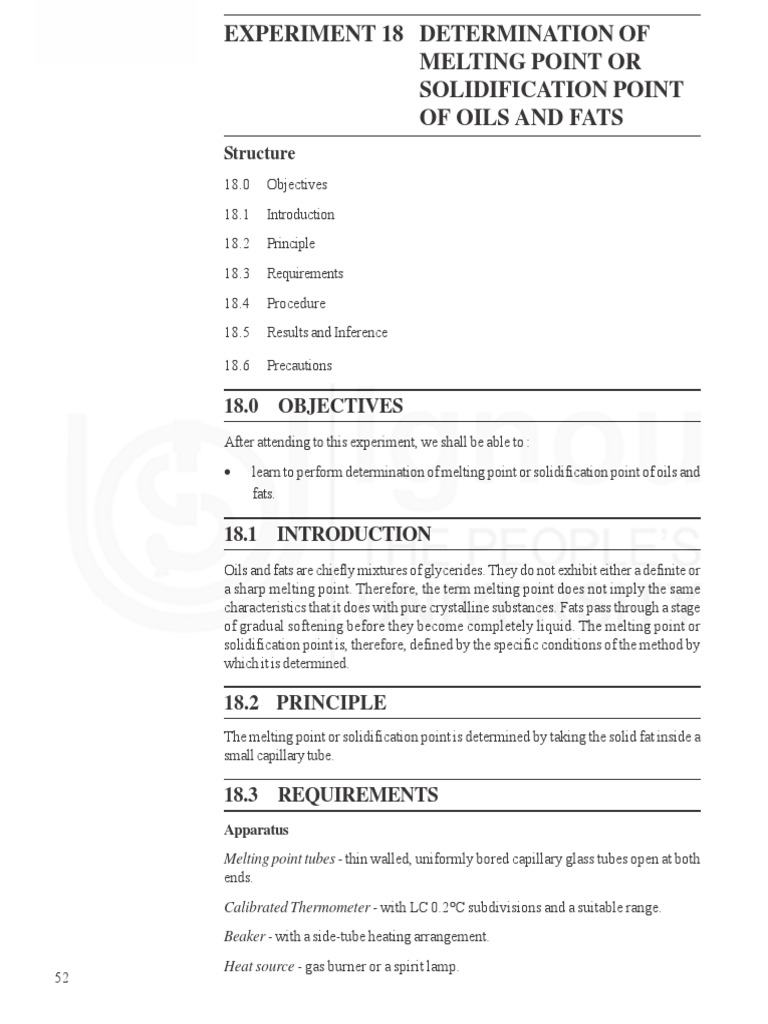 Experiment 18 Determination of Melting Point or Solidification Point of