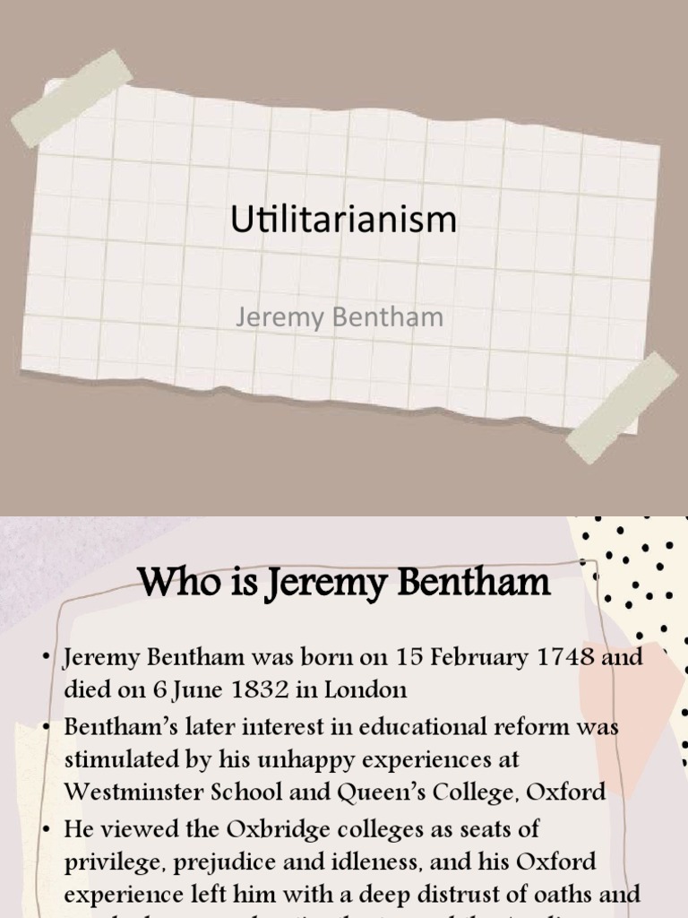 Jeremy Bentham Utilitarianism PDF Utilitarianism Philosophical