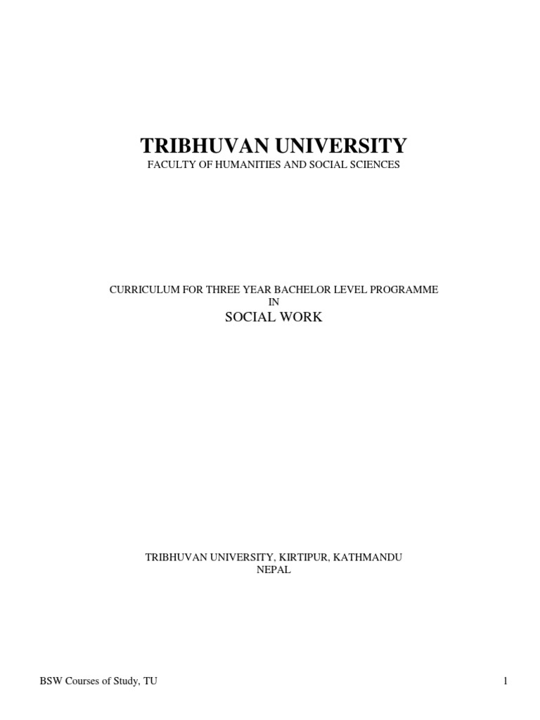 BA Social Work (3 Years BSW) PDF Social Work Human Resources