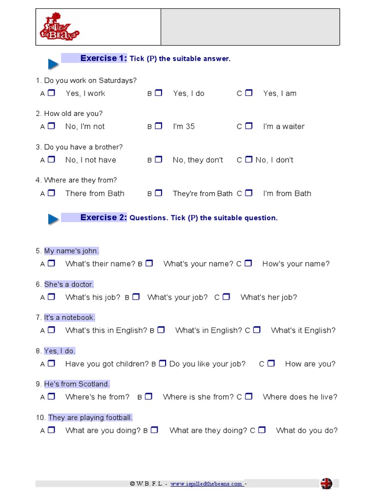 Exercises Tests Beginner 1 | PDF | Syntax | Linguistic Morphology