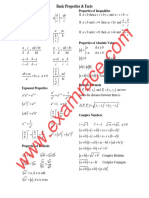 Basic Properties & Facts: Arithmetic Operations Properties of Inequalities