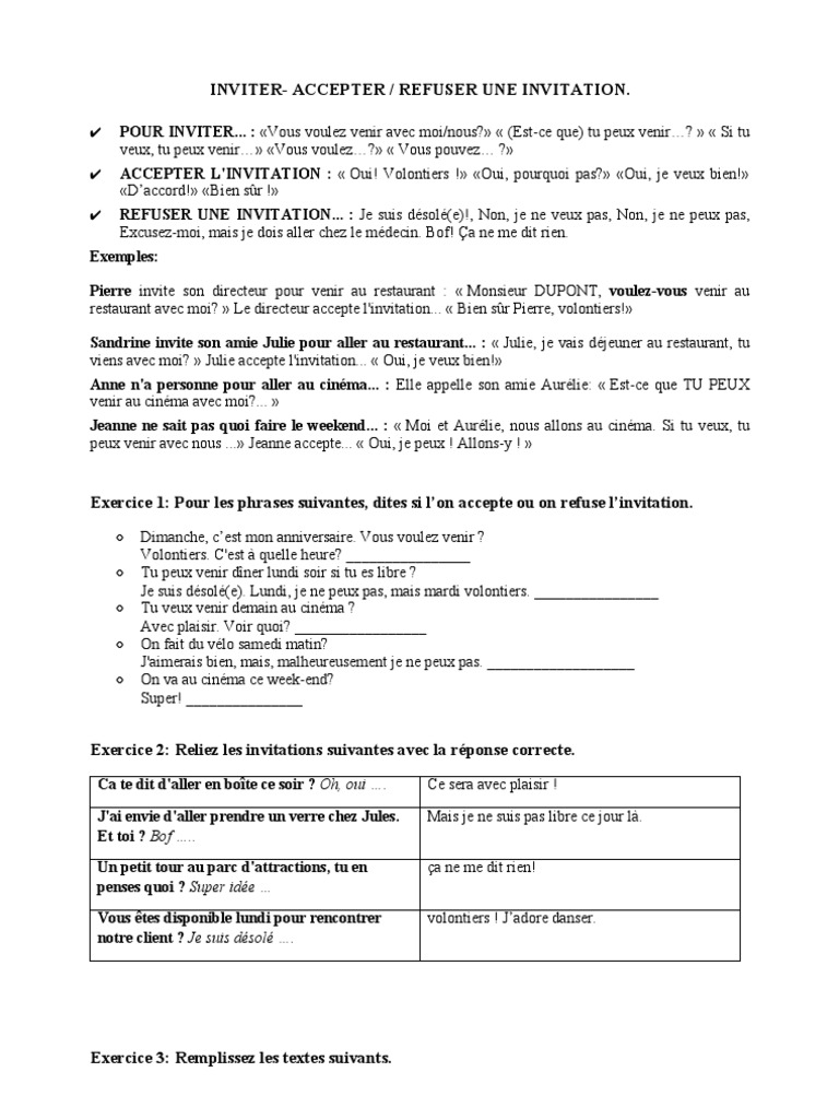 Accepter Refuser Invitation