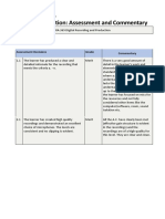 RSL Standardisation Assessment and Commentary MUSPRA 369 Digital Recording and Production