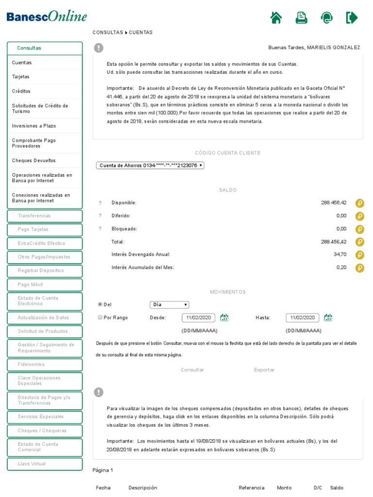 Estado de Cuenta Banesco Pago Ivss | PDF | Dinero | Servicios financieros