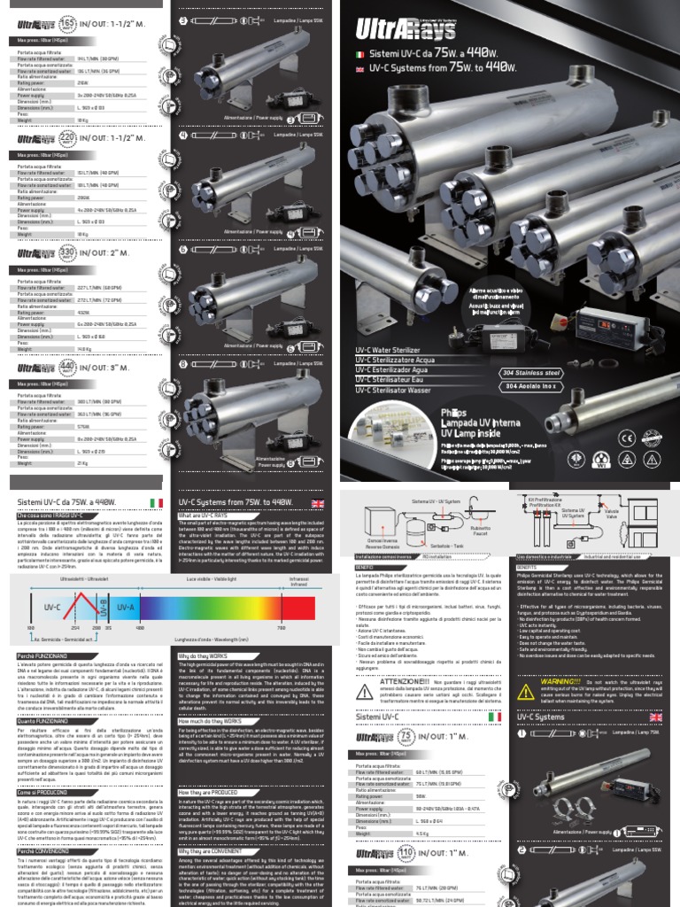 ULTRARAYS - UV-C Systems From 75W. To 44W. (ENG) | PDF | Ultraviolet ...