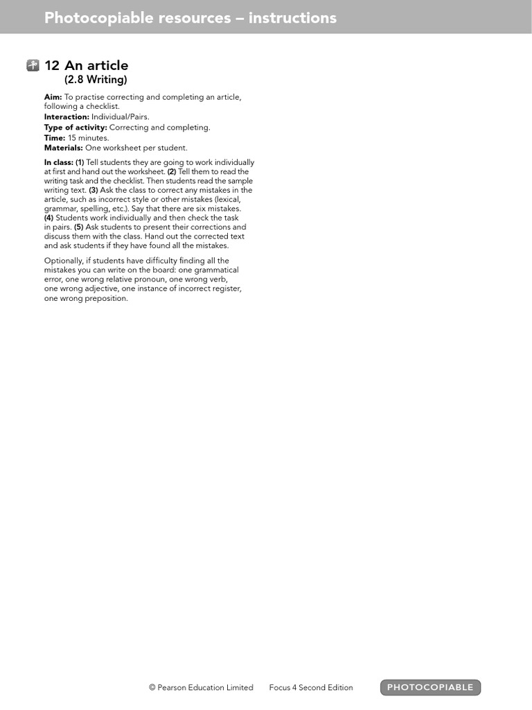 Focus4 2E Unit2 Lesson8 Resource 12 | PDF | Friendship | Adolescence