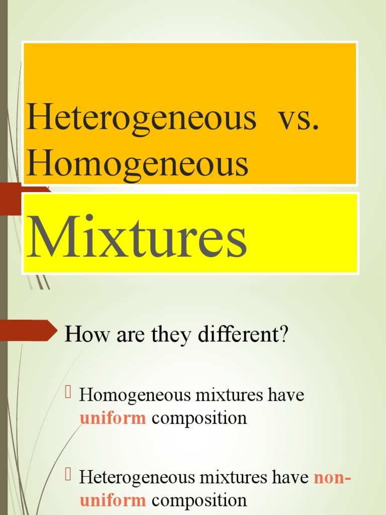 Heterogeneous vs. Homogeneous Mixtures PDF Mixture Suspension