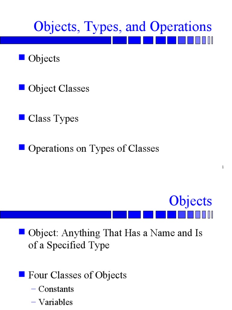 Objects Object Classes Class Types Operations On Types of Classes | PDF ...
