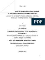 A Comparative Study of Expenditure Control Methods in Government and Privately Owned Hospitals