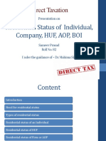 Direct Taxation: Residential Status of Individual, Company, HUF, AOP, BOI