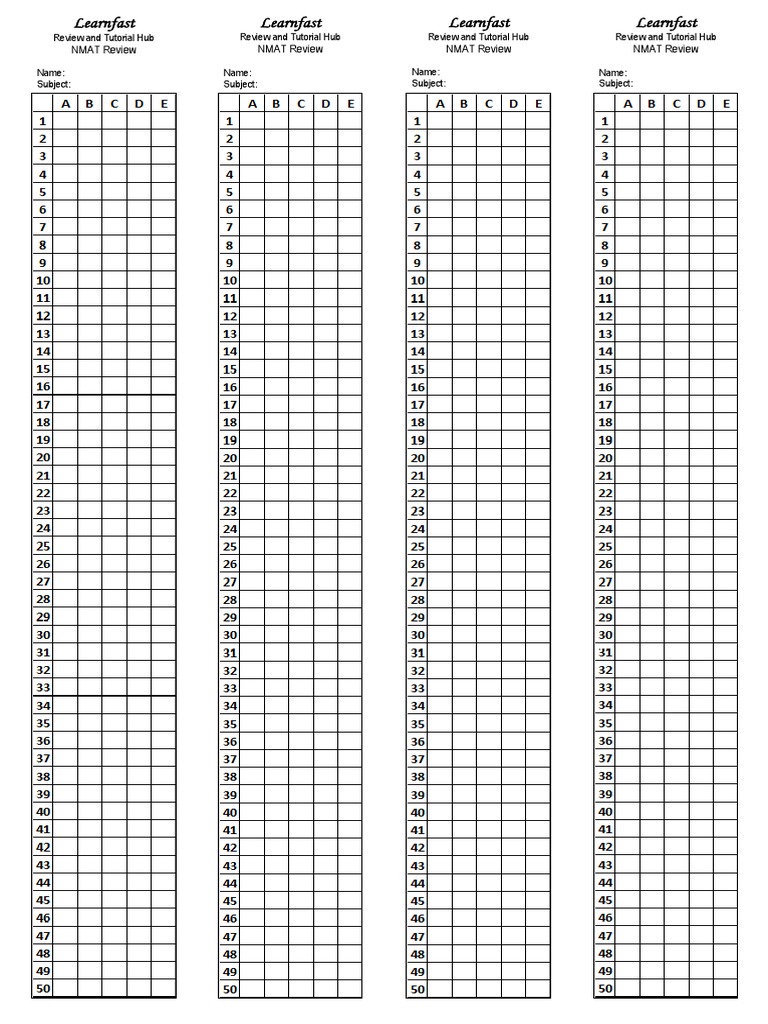 Answer Sheets Template | PDF