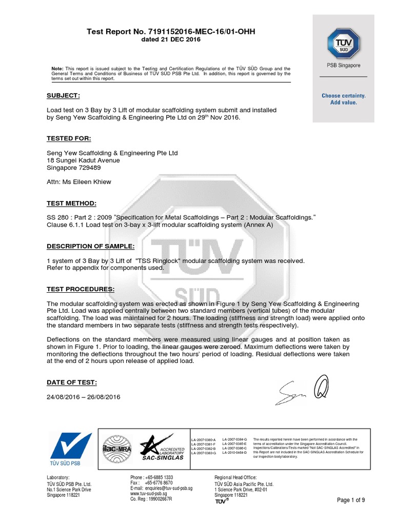 Modular Scaffolding Load Test Report | PDF | Scaffolding | Business