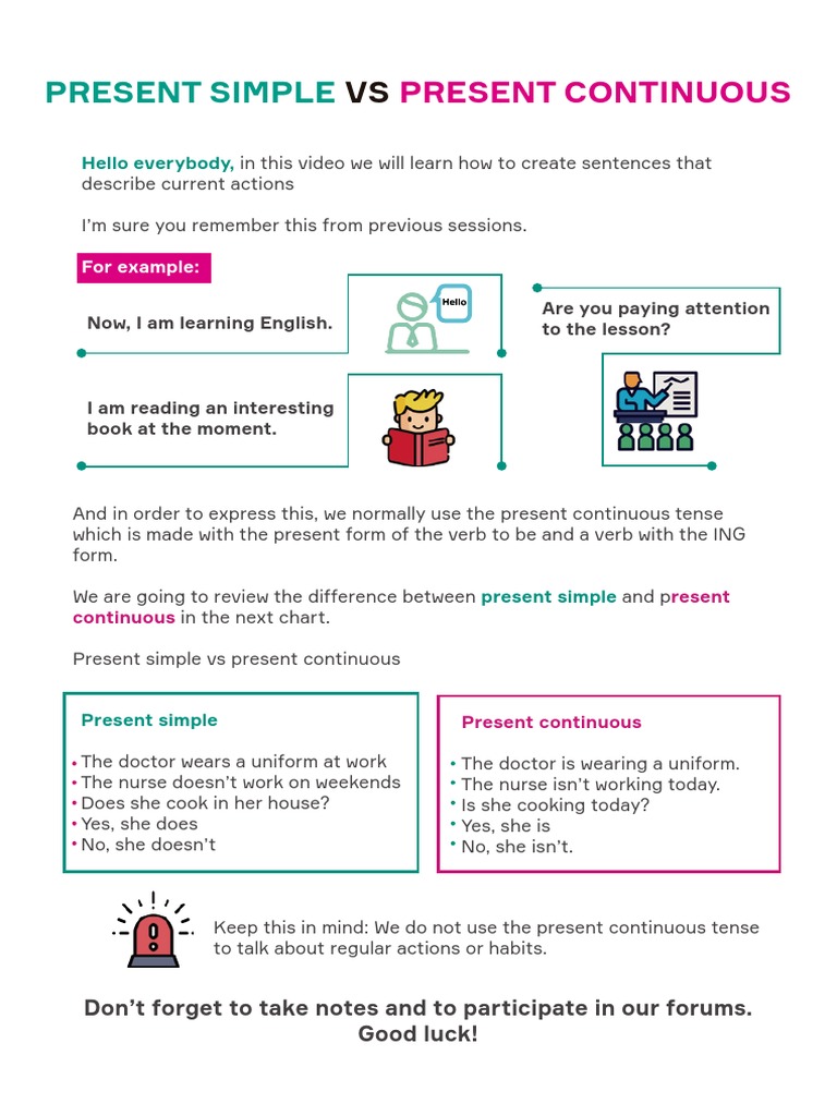 s7-t1 - Present Simple Vs Present Continuous | PDF | Language Arts ...