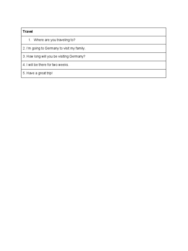 Travel | PDF | Language Arts & Discipline | Foreign Language Studies