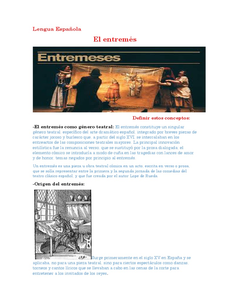El Entremés: Crítica y Diálogo Teatral | PDF | Teatro | Narrativa