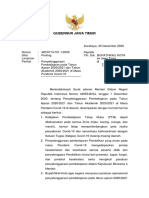 Surat Gubernur Ke Bupati Walikota - Penyelenggaraan Pembelajaran Di Jawa Timur - 30 Desember 2020