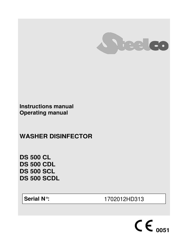 Steelco Instrument Washer DS 500-Manual | PDF | Washing Machine | Water