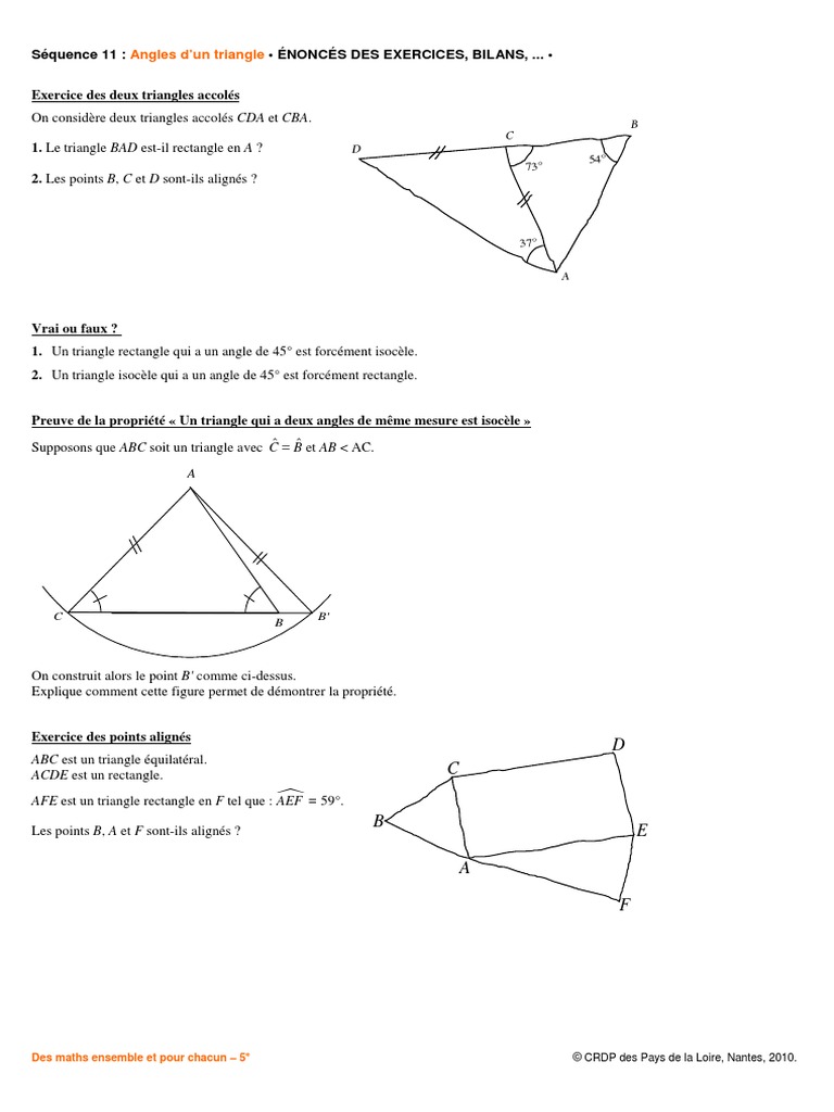 Comment Calculer La Base D un Triangle Isocele Des Maths Ensemble Et Pour Chacun - Exercices11 | PDF | Triangle | Polytope