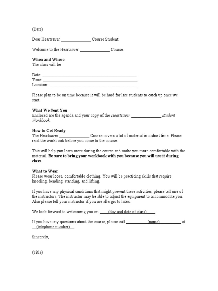 Sample Precourse Letter | PDF | Career & Growth