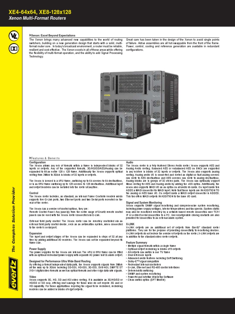 XE464x64, XE8128x128 Xenon MultiFormat Routers PDF Signal To