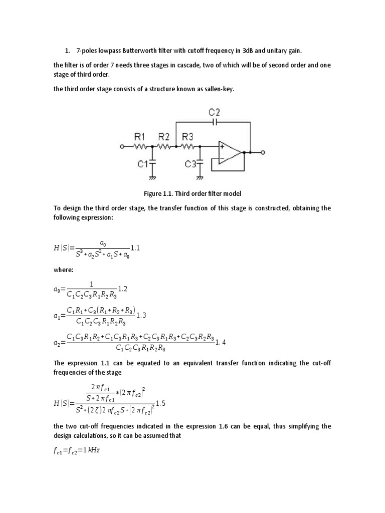 Design of 3rd Order Butterworth Filter | PDF | Low Pass Filter ...