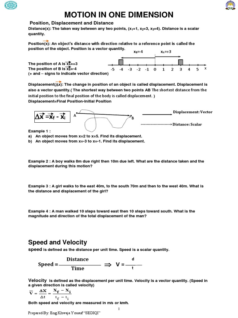 Motion in One Dimension Guide | PDF | Acceleration | Velocity