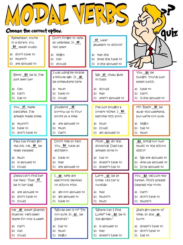 Modal Verbs Quiz Pdf