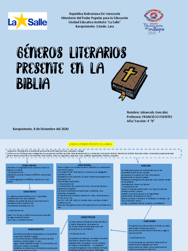Generos Literarios Presente En La Biblia Pdf Joshua Literatura