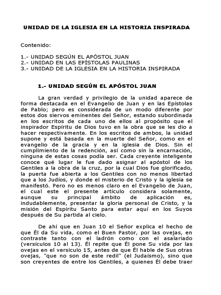 La Unidad de La Iglesia | PDF | Cristo (título) | eucaristía