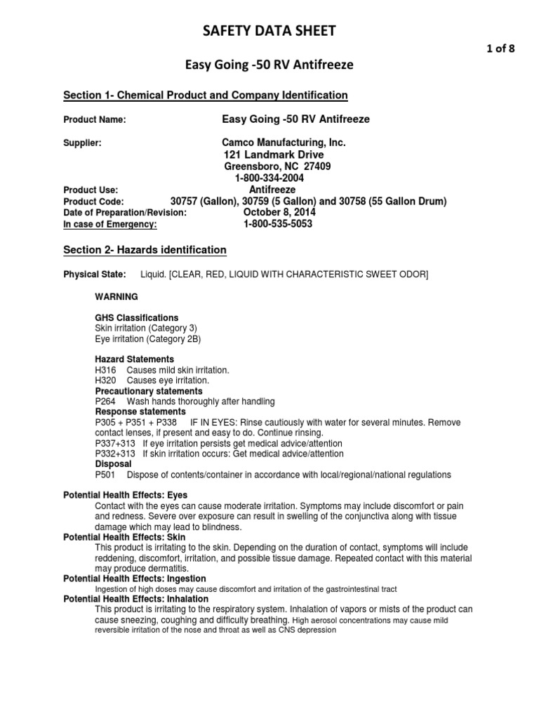 Understanding the Hazards and Safety Procedures for Easy Going 50 RV