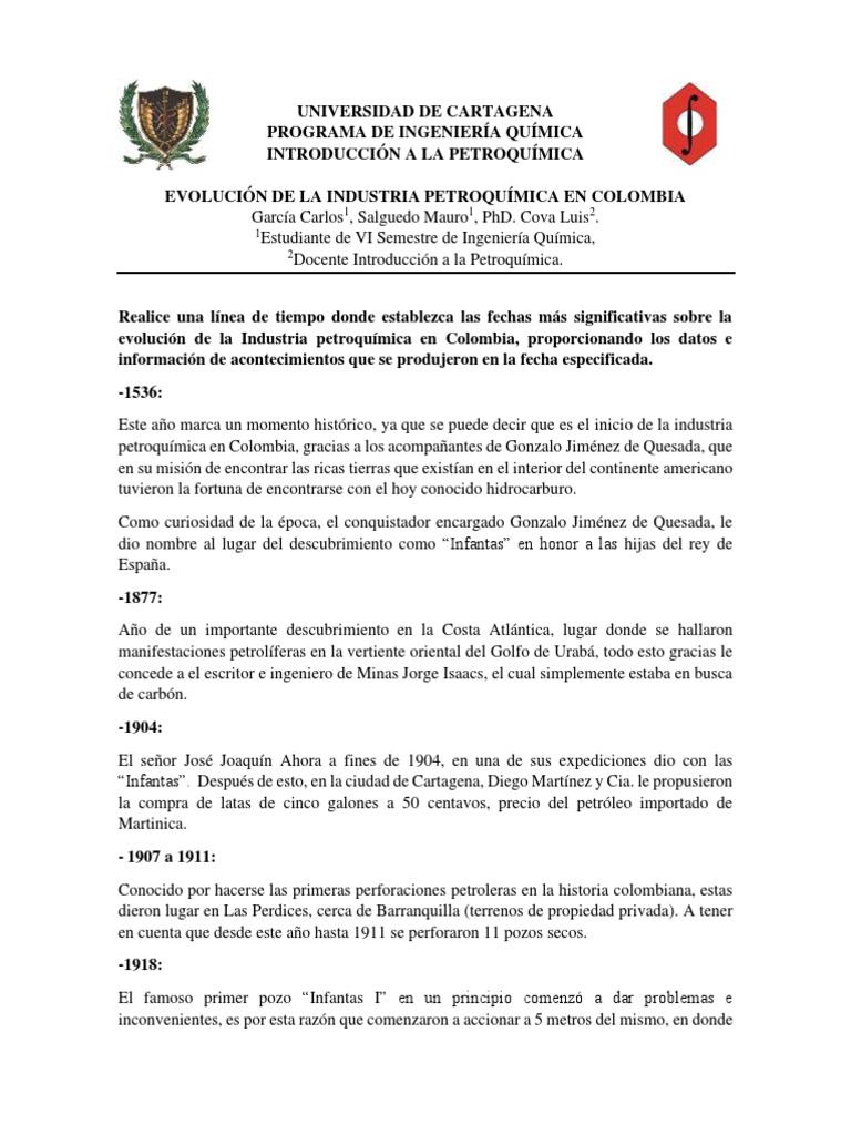 Línea de Tiempo Petroquímica | PDF | Petróleo | Colombia