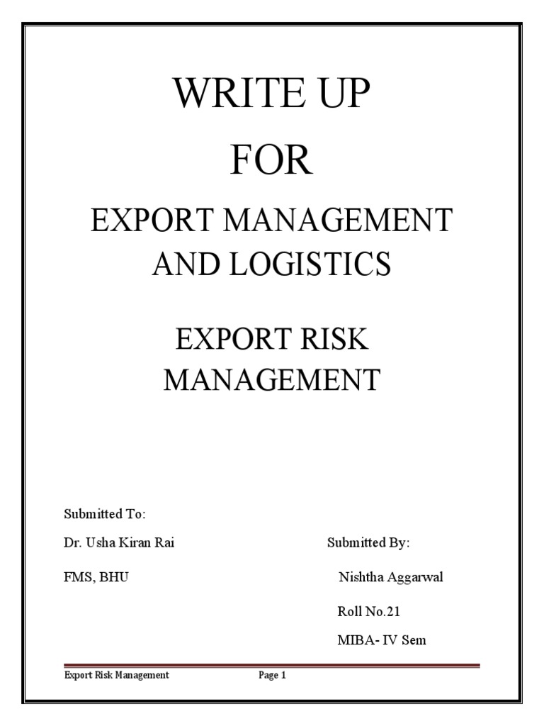 Export Risk Management Guide | PDF | Financial Risk | Finance & Money ...