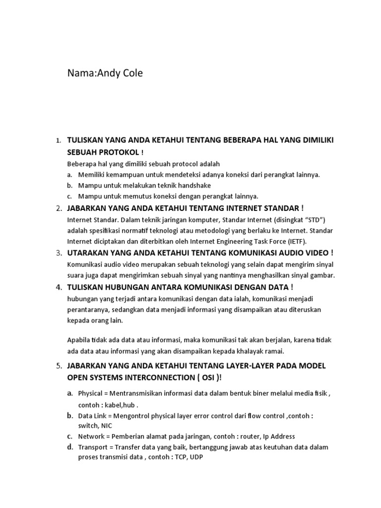 Protokol dan Standar Internet dalam Jaringan | PDF