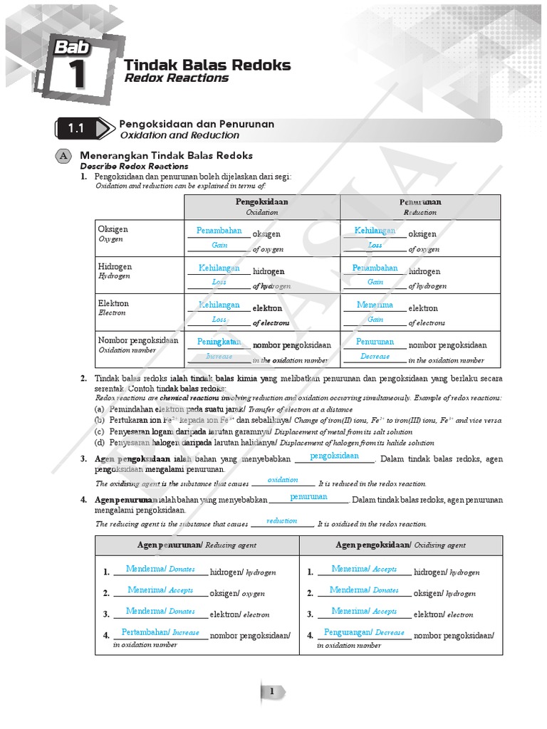 Manual Guru Modul A Kimia Tg 5 Pdf Redox Chemical Compounds