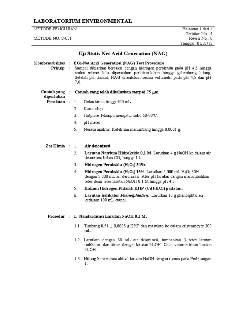 Metode S-001 Statis-Net Acid Generation | PDF | Sains & Matematika