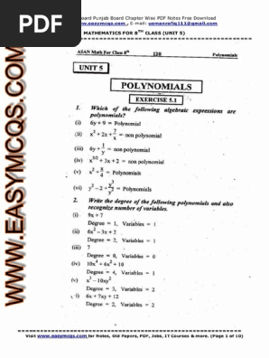 8th Math Solved Exercises Unit 5 Notes