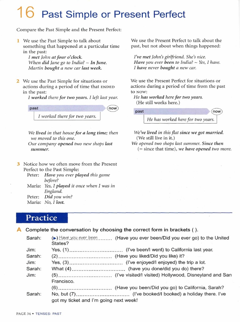 Present Perfect vs. Simple Past Explained | PDF | Language Mechanics ...