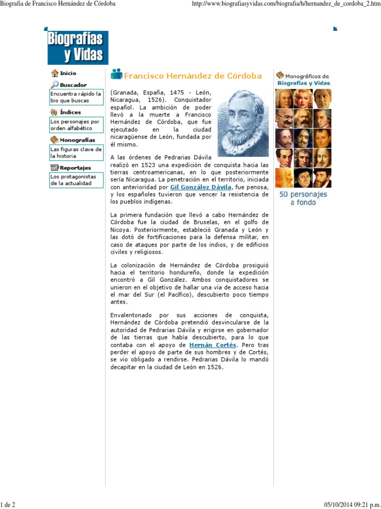 Biografia de Francisco Hernández de Córdoba PDF Hernán Cortés Militares de españa