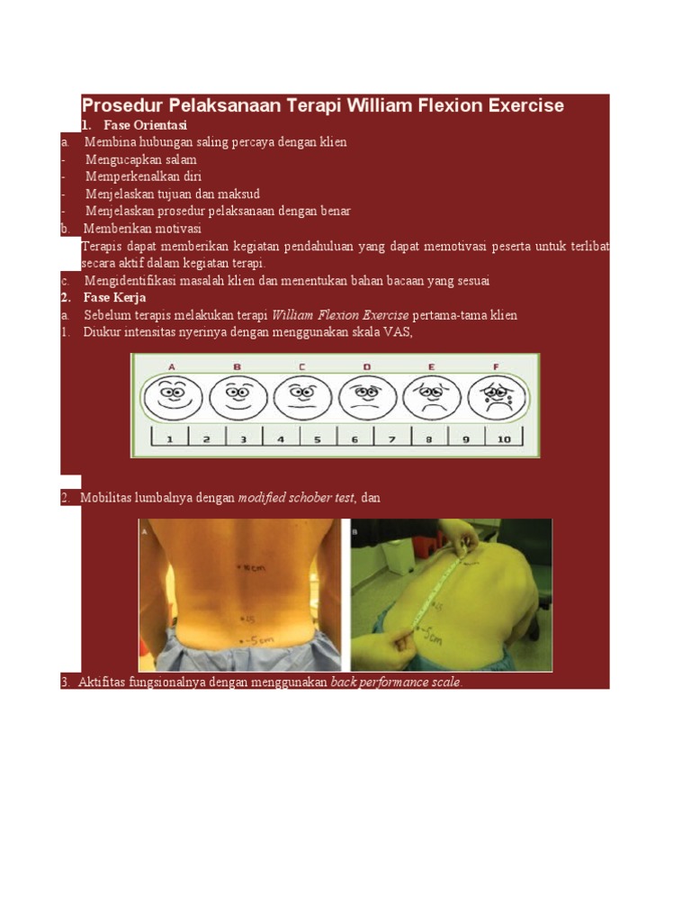Prosedur Pelaksanaan Terapi William Flexion Exercise | PDF
