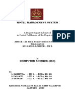 Hotel Management System: A Project Report Submitted in Partial Fulfillment of The Requirements