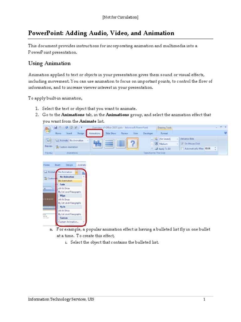 Powerpoint: Adding Audio, Video, and Animation | PDF | You Tube | Adobe