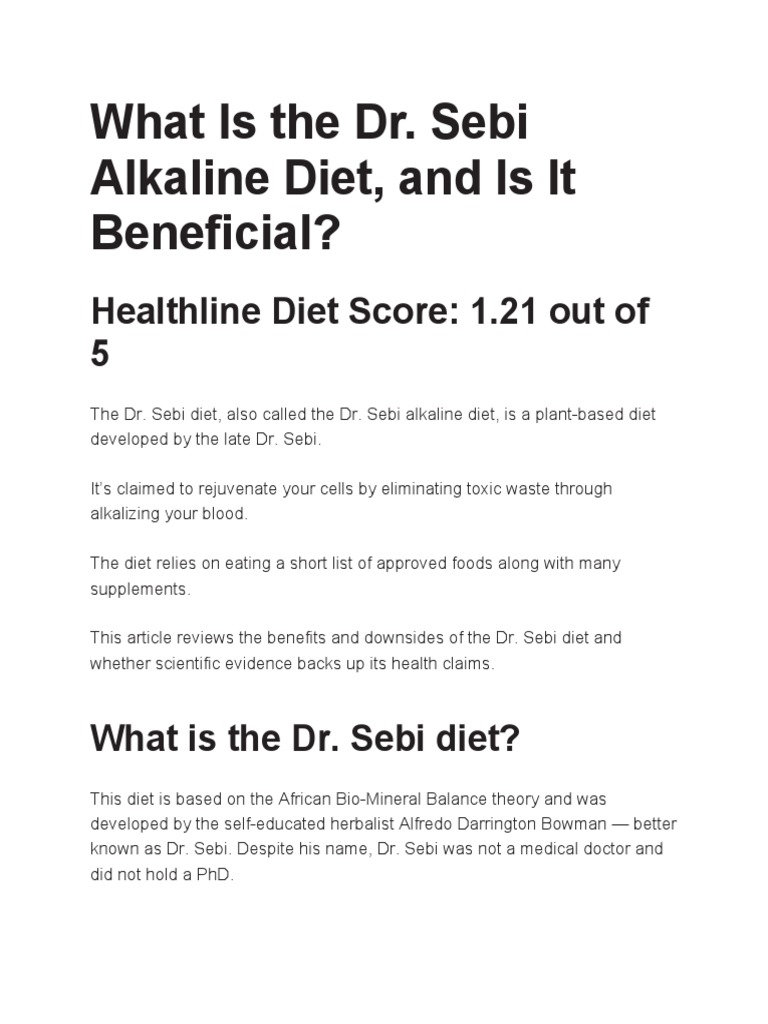 What Is The Dr. Sebi Alkaline Diet, and Is It Beneficial?: Healthline